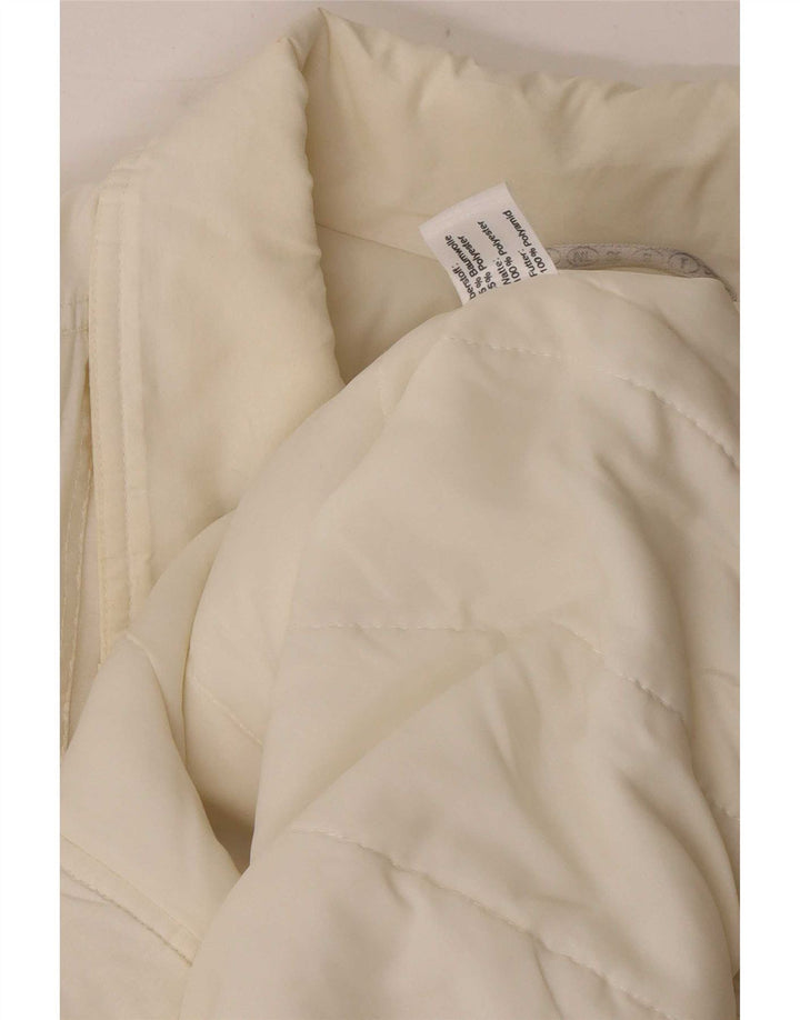 Jaqueta acolchoada feminina vintage UK 18 XL algodão branco
