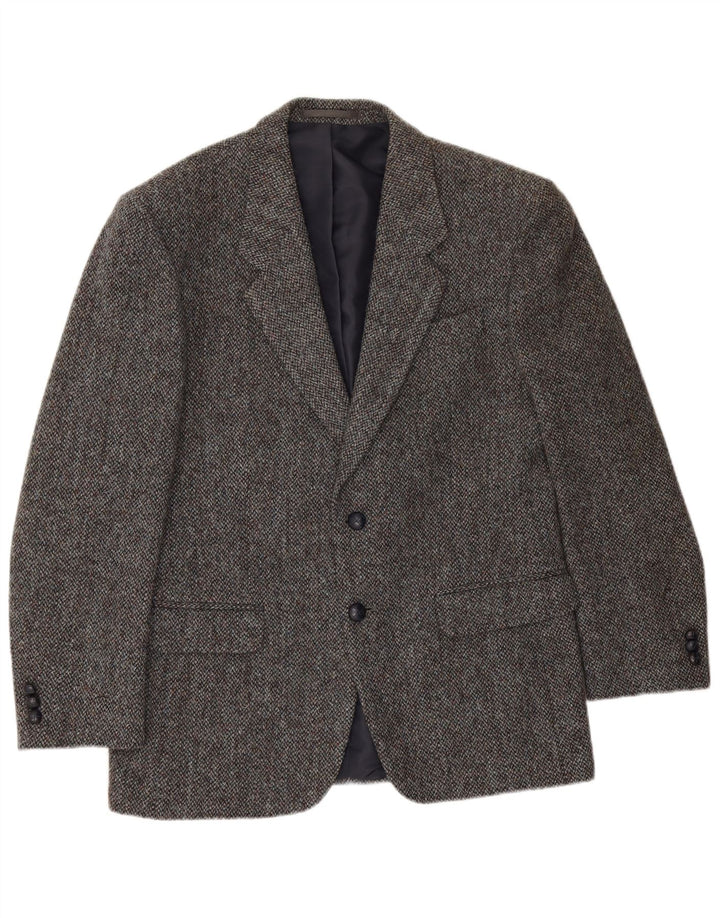 Jaqueta BHS masculina Harris Tweed Blazer Reino Unido 38 cinza médio manchado de lã nova