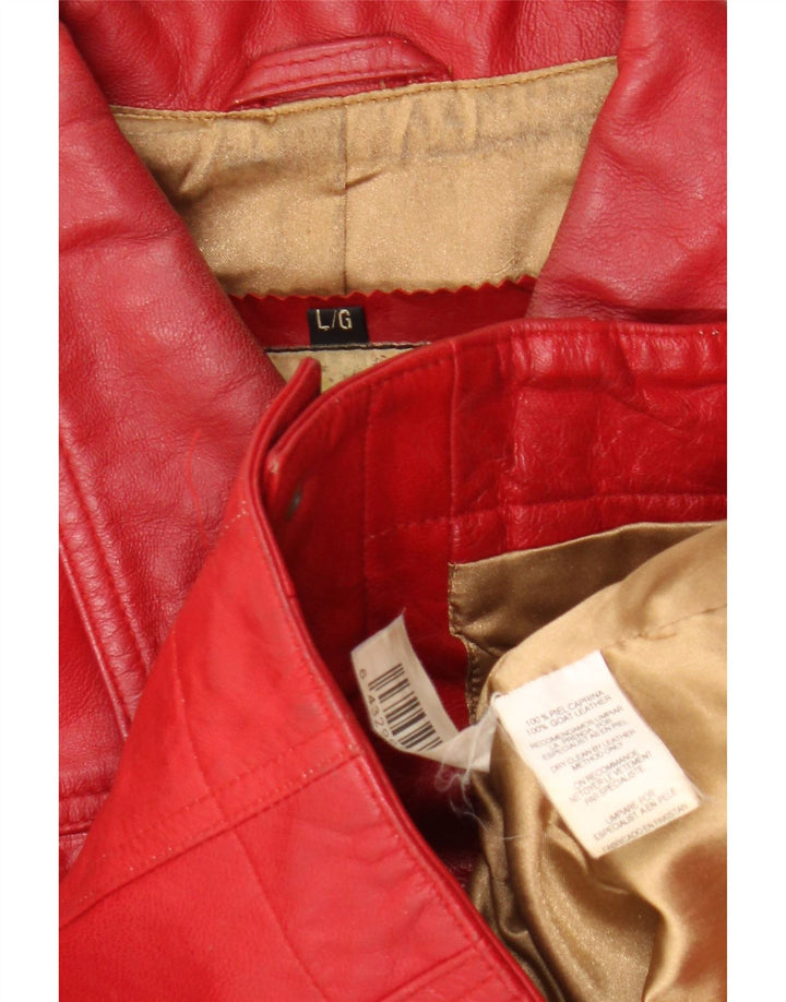 Jaqueta de couro feminina Stradivarius UK 14 grande couro vermelho
