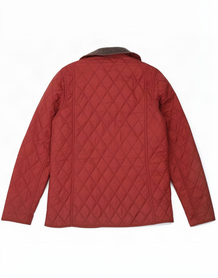 Jaqueta acolchoada feminina Barbour UK 8 pequena poliamida colorblock vermelha