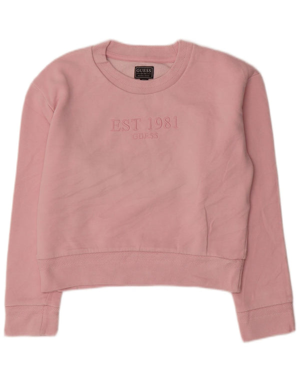 Suéter Guess Girls Graphic Crop 13-14 Anos Algodão Rosa