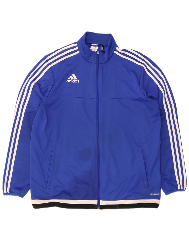 Adidas Mens Climacool Tracksuit Top Jaqueta Grande Azul Colorblock Poliéster