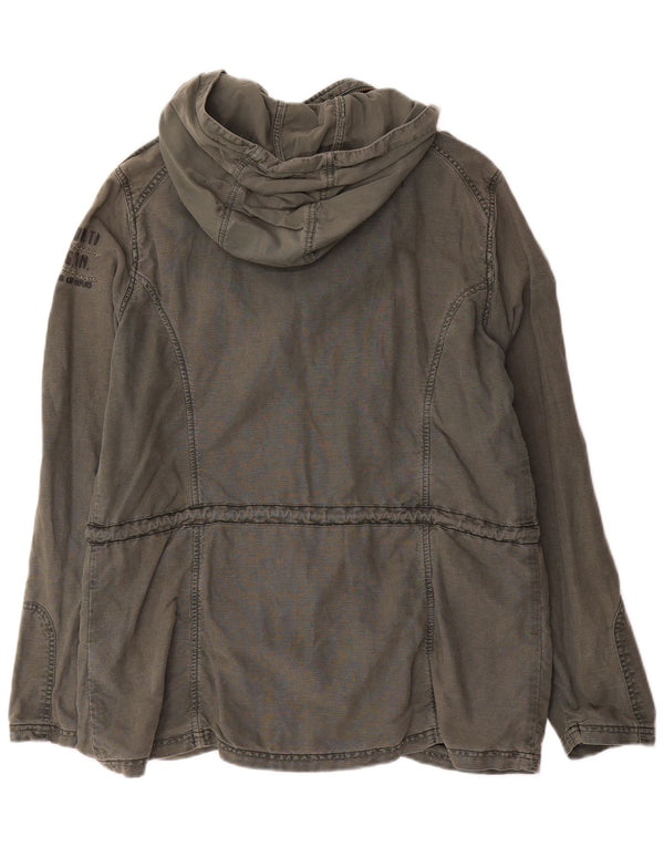 Jaqueta militar masculina com capuz gráfico Soccx Reino Unido 40 grande linho cáqui