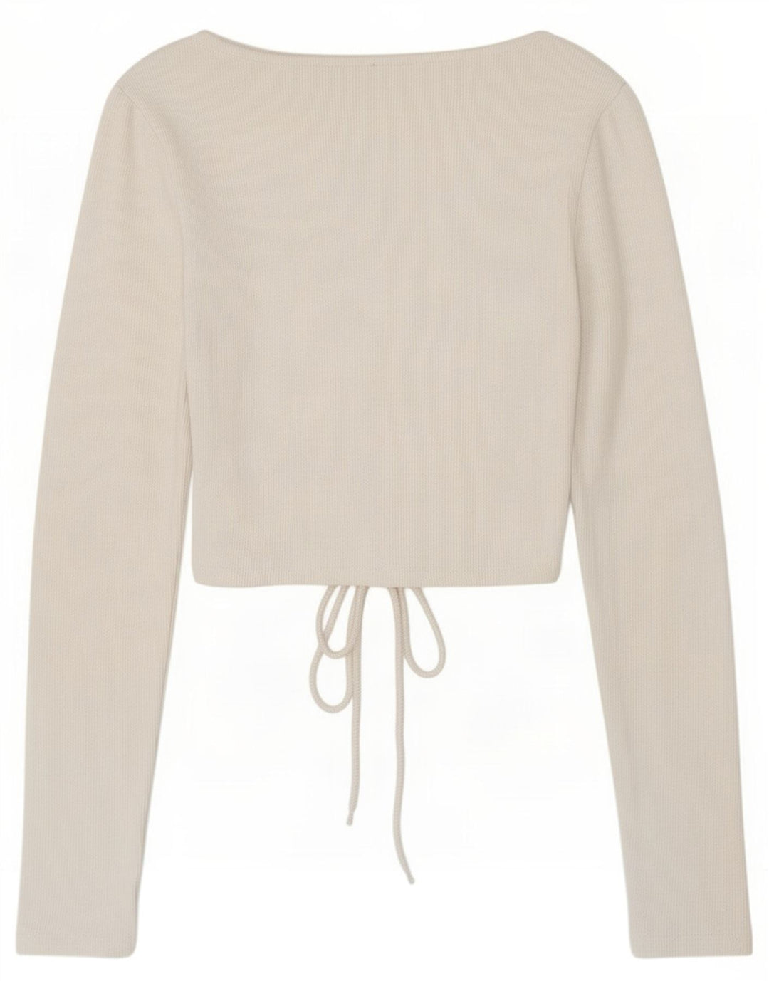 Zara Top feminino com gravata frontal e manga comprida Reino Unido 10 algodão branco pequeno