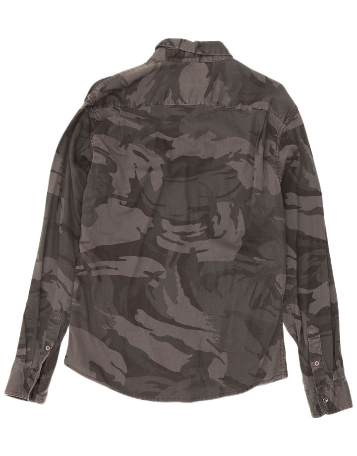 Camisa masculina Wrangler de algodão camuflado cinza médio