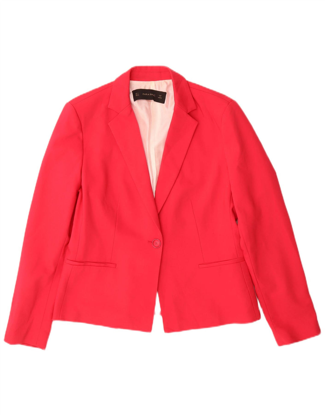 Zara Jaqueta Blazer Feminina com 1 Botão Reino Unido 14 Grande Poliéster Rosa