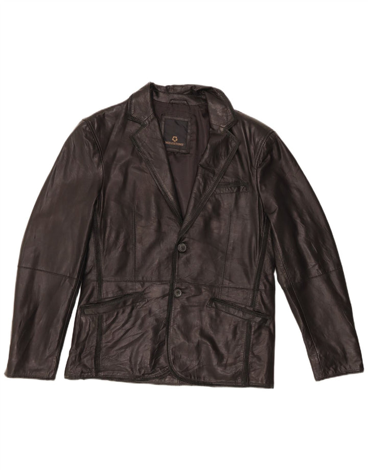 Jaqueta de couro masculina Milestone IT 48 couro preto médio