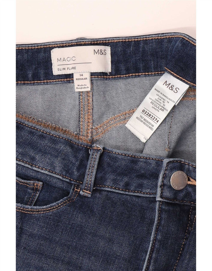 Jeans feminino Marks & Spencer Magic Slim Flared Reino Unido 14 Grande W30 L30 Azul
