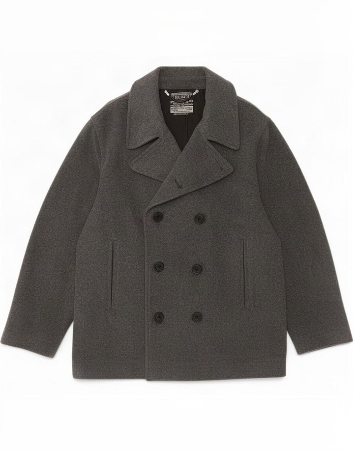 Trussardi Mens Pea Coat IT 48 Lã Cinza Médio