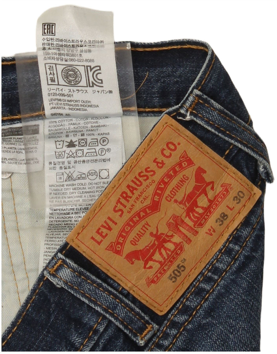 Levi's Masculino 505 Straight Jeans W38 L30 Azul Algodão