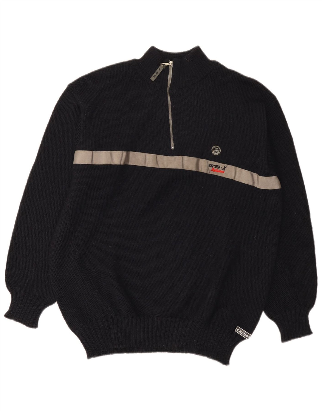 Suéter masculino North Sails com gola com zíper e lã colorblock médio azul marinho