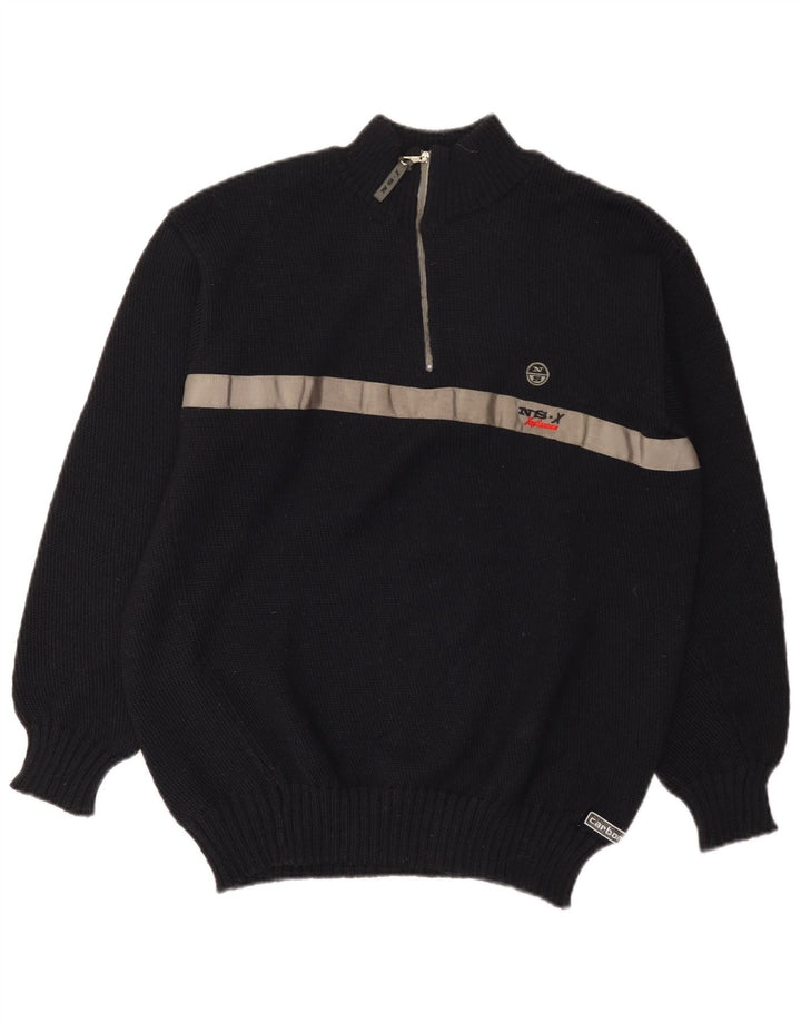 Suéter masculino North Sails com gola com zíper e lã colorblock médio azul marinho