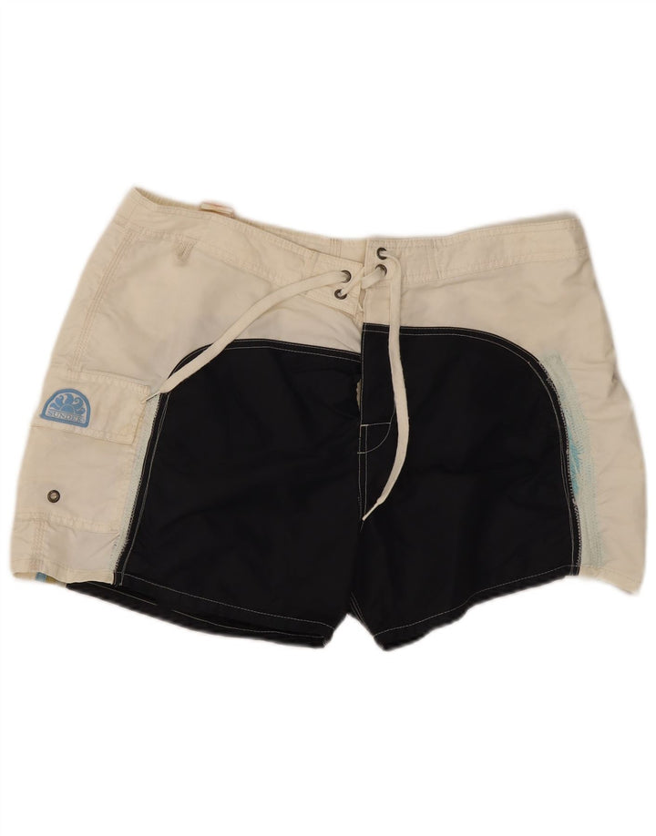 Sundek Mens Natação Shorts Grande Branco Colourblock Nylon