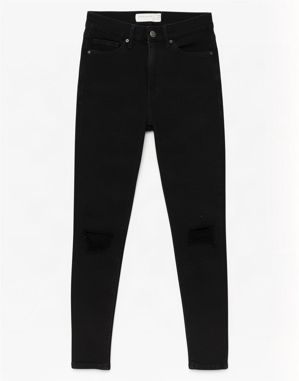 Topshop feminino Jamie Skinny Jeans W25 L25 algodão preto