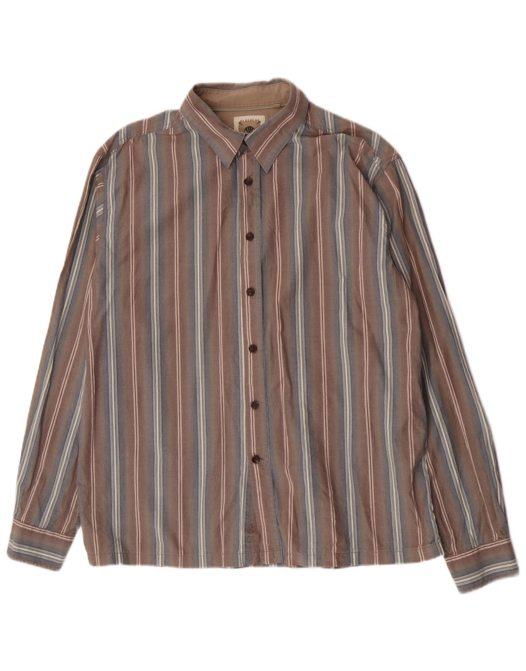 Camisa masculina Fat Face grande algodão listrado cinza