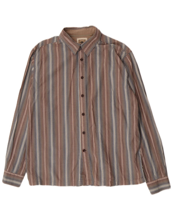 Camisa masculina Fat Face grande algodão listrado cinza
