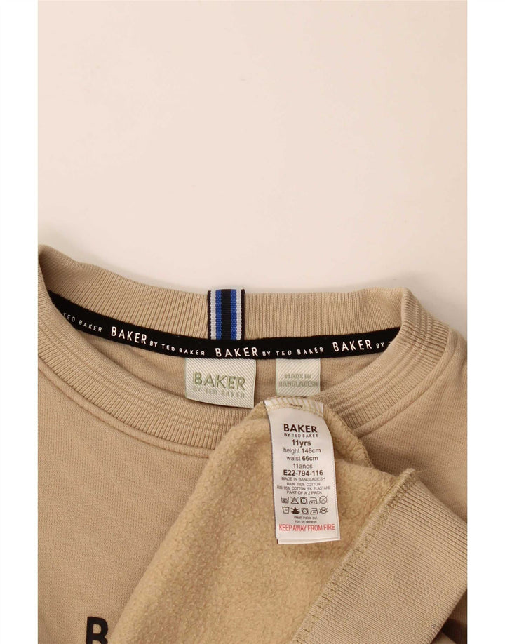 Suéter gráfico Ted Baker Boys 10-11 anos algodão bege