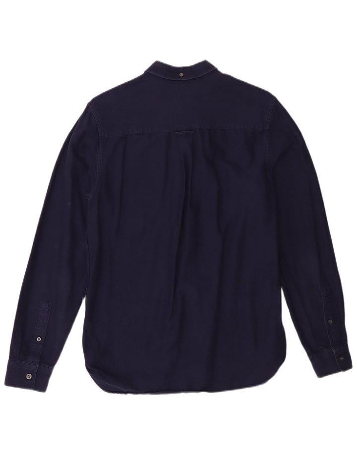 Camisa masculina Lyle & Scott pequena azul marinho algodão