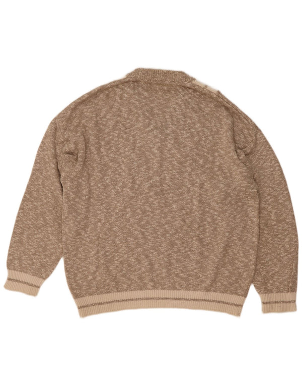 Suéter masculino vintage com decote em V XL algodão manchado cinza
