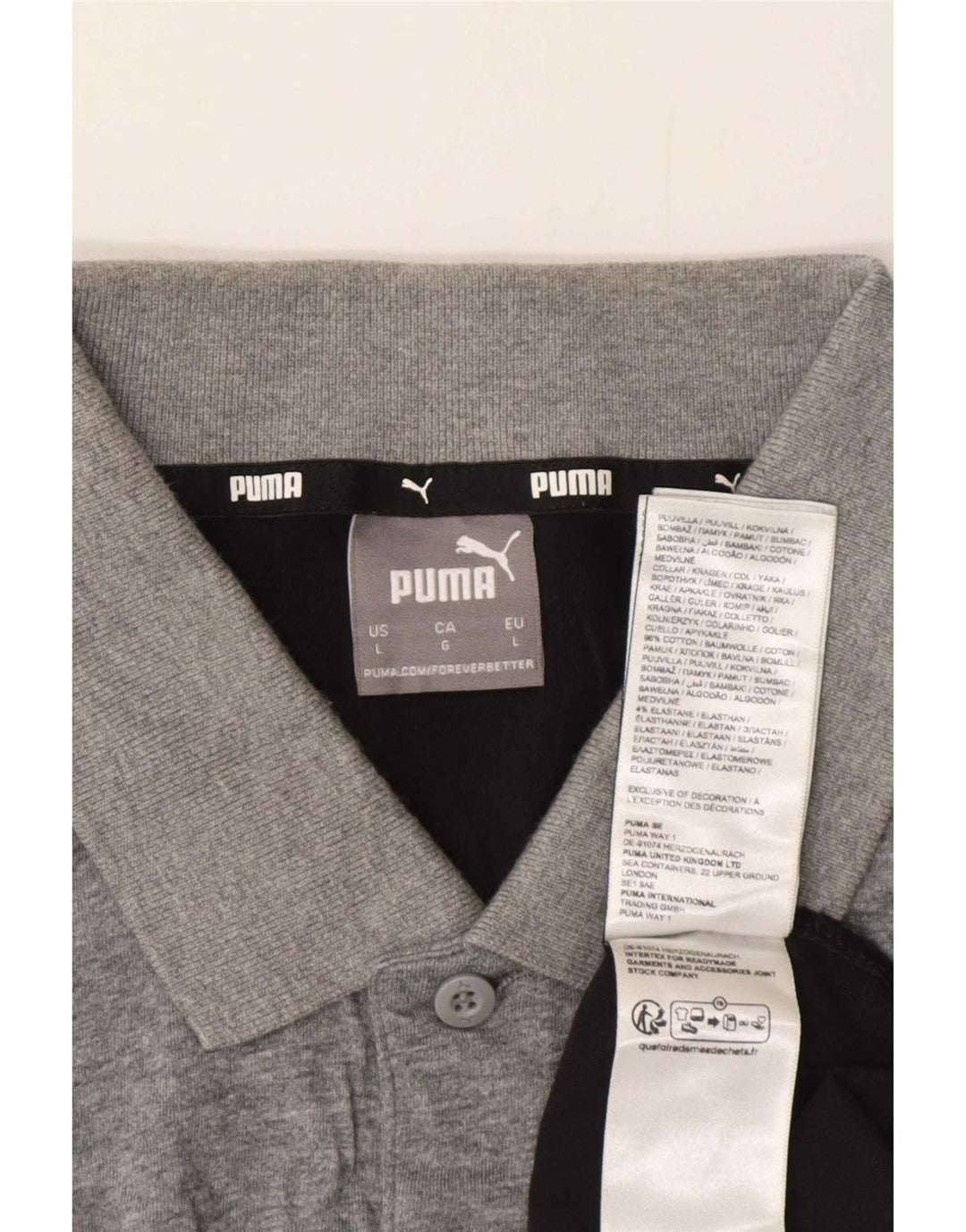 Camisa polo masculina Puma grande cinza colorblock algodão