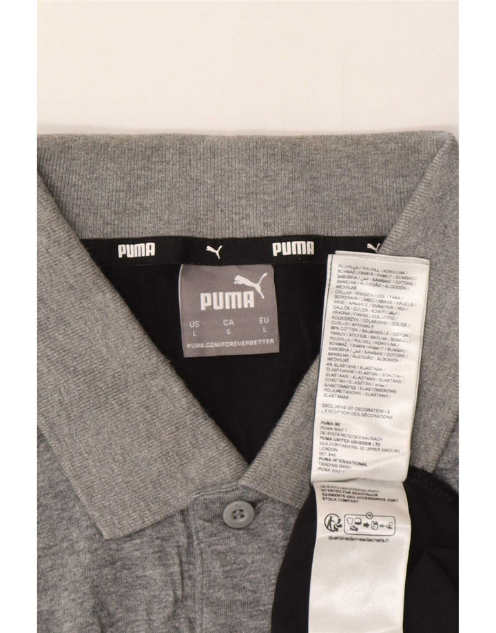 Camisa polo masculina Puma grande cinza colorblock algodão