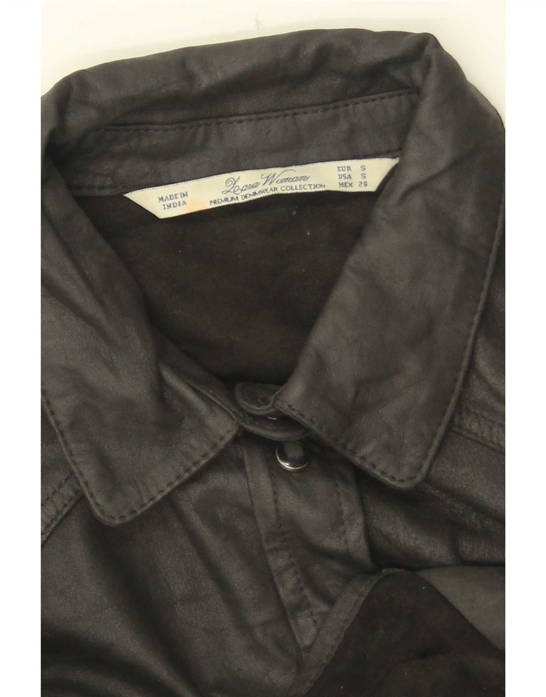 Camisa de couro feminina Zara Reino Unido 10 pequena preta