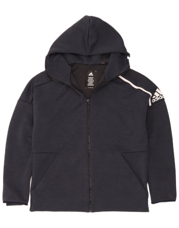 Adidas Mens Graphic Hooded Tracksuit Top Jaqueta Grande Poliéster Azul Marinho