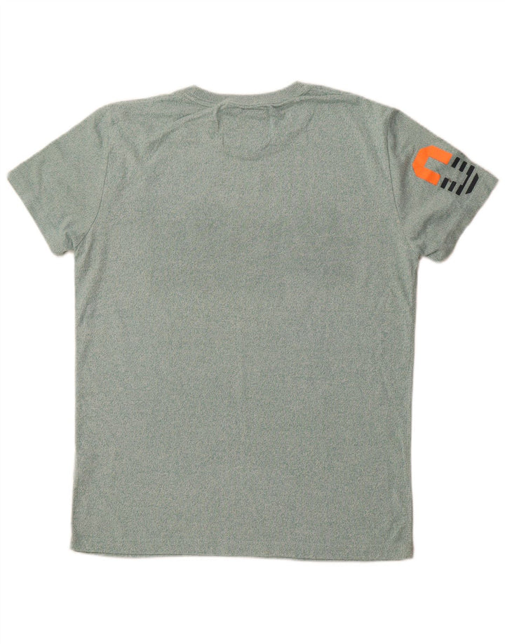 Camiseta masculina gráfica SUPERDRY Top algodão manchado verde médio