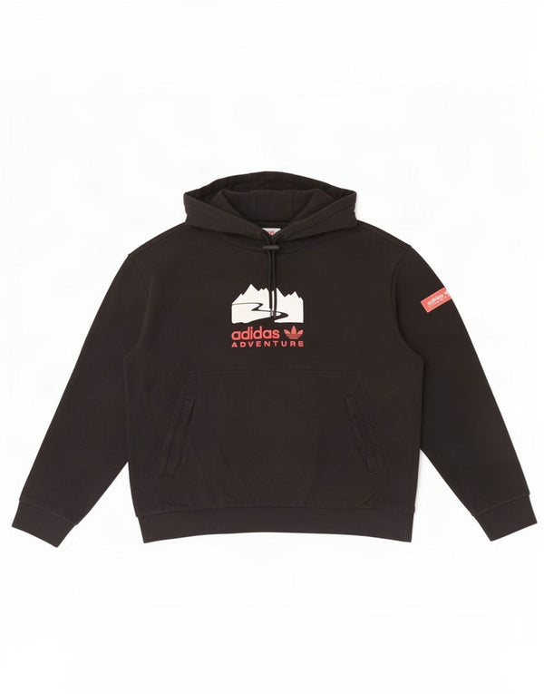 Adidas masculino aventura gráfico moletom com capuz pequeno algodão preto
