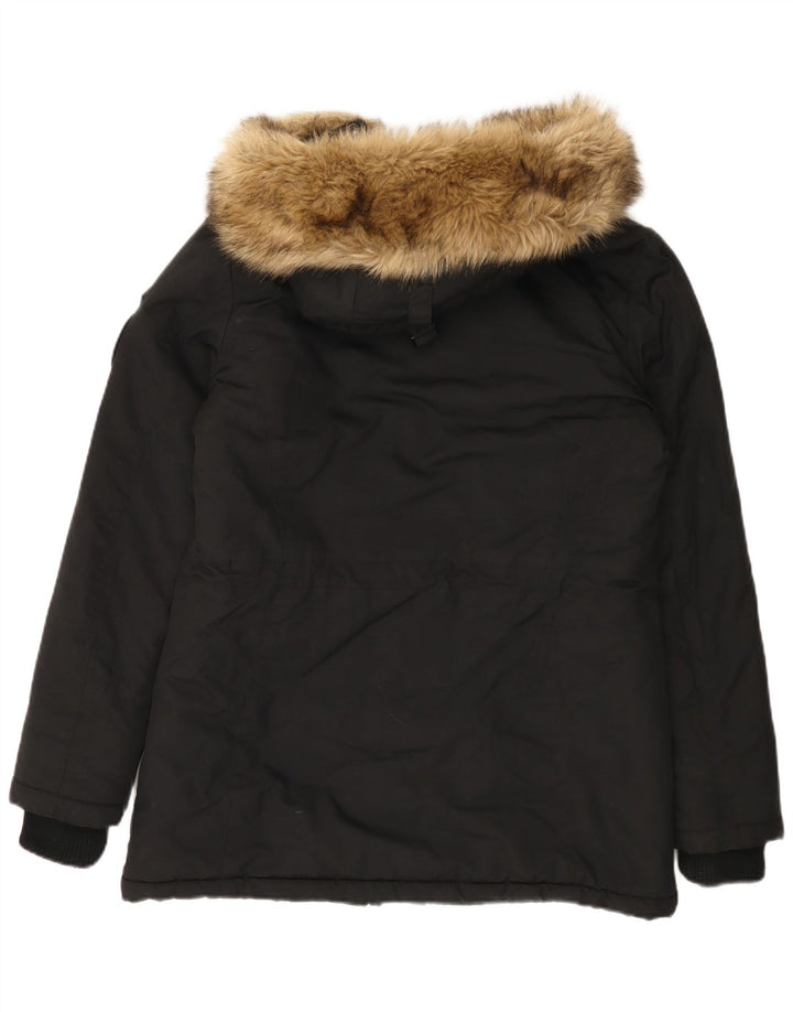 Jaqueta Parka Feminina Superdry com Capuz Reino Unido 14 Grande Nylon Preto