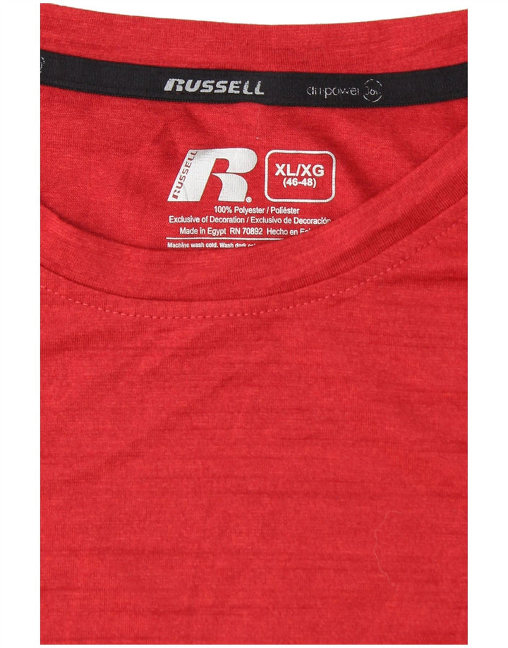 Camiseta masculina RUSSELL ATLÉTICA Dri-Power UK 46/48 XL vermelha manchada