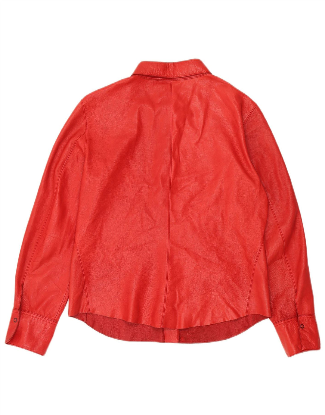 Camisa feminina de couro Strenesse UK 12 pele de cordeiro vermelha média