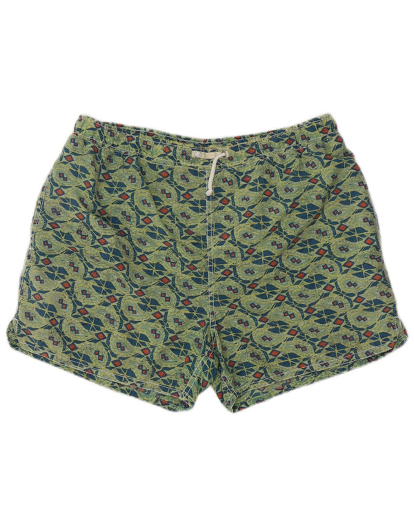 SANTO STEFANO Mens Swimming Shorts Medium  Green Geometric Polyamide