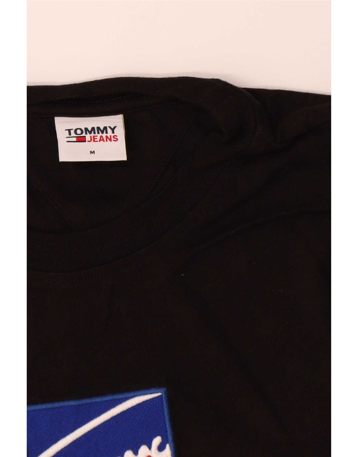 Tommy Hilfiger Camiseta masculina gráfica manga comprida médio algodão preto