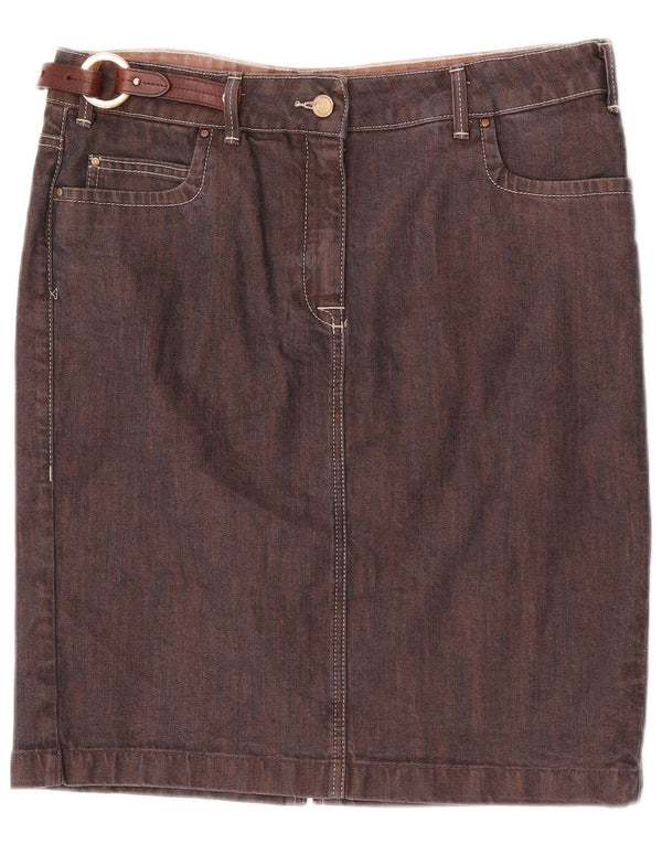 Saia jeans feminina Trussardi IT 46 grande W34 algodão marrom