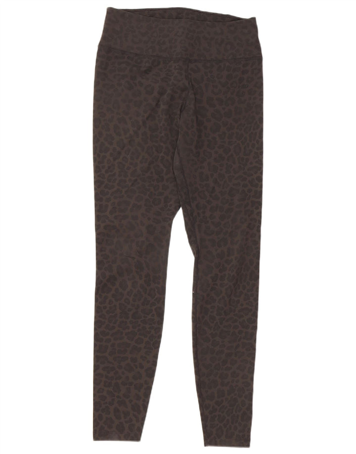 Nike Womens Dri Fit Leggings UK 10 Small Grey Animal Print Poliéster