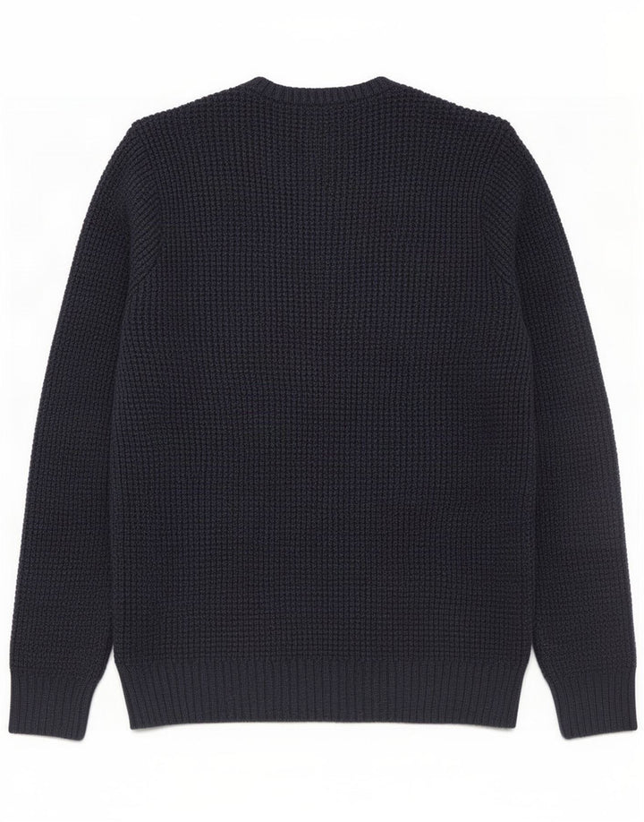Suéter masculino Marks & Spencer com gola redonda, algodão azul marinho médio