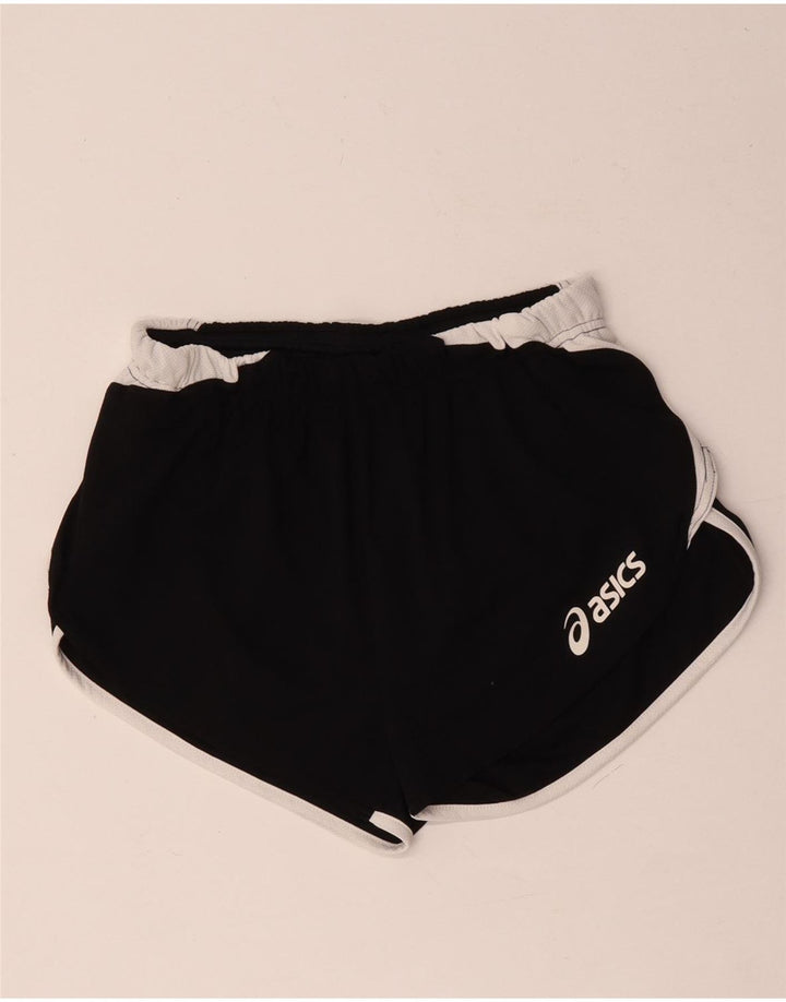 Shorts esportivos femininos Asics UK 10 pequeno poliéster colorblock preto