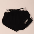 Shorts esportivos femininos Asics UK 10 pequeno poliéster colorblock preto