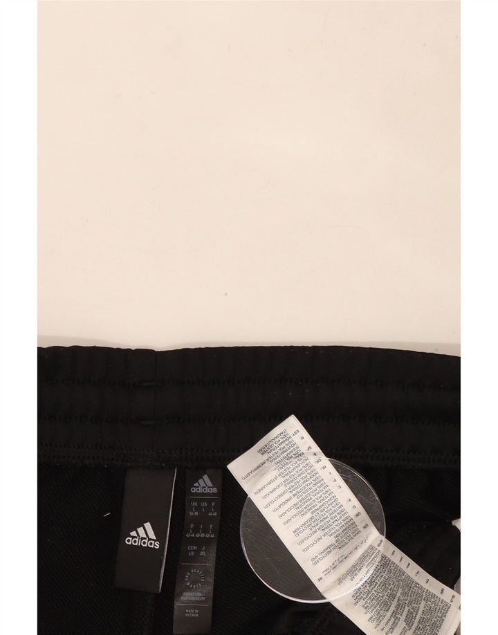 Calça de treino feminina Adidas UK 16/18 grande preto colorblock poliéster