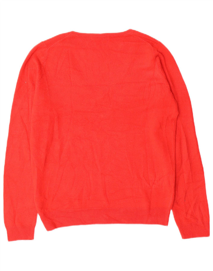 Suéter feminino Marks & Spencer grande com decote em V Reino Unido 10 pequeno vermelho
