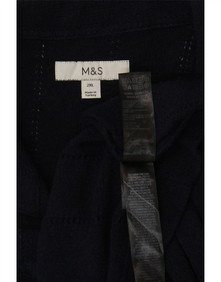 Camisa masculina de manga curta Marks & Spencer 2XL algodão azul marinho