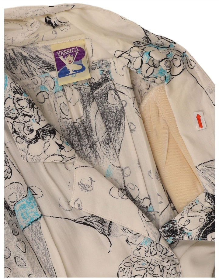 YESSICA Vestido feminino oversized com estampa abstrata evasê UE 40 médio branco