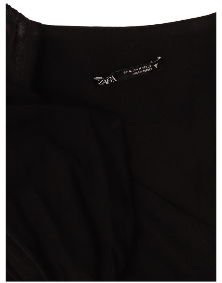 Vestido feminino Zara manga 3/4 linha A Reino Unido 12 médio preto