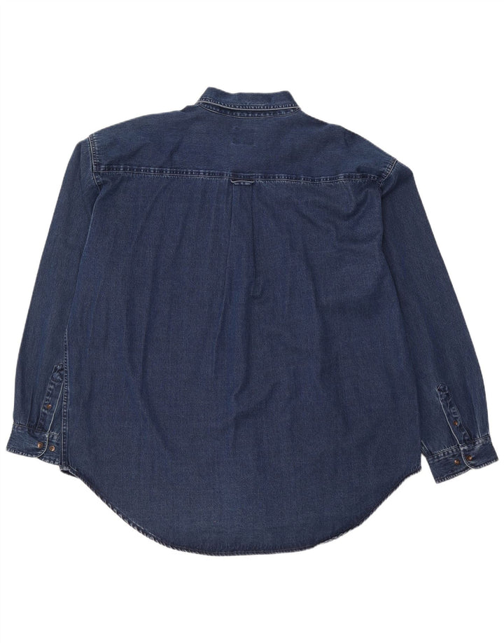 Camisa jeans masculina Wrangler 2XL algodão azul marinho