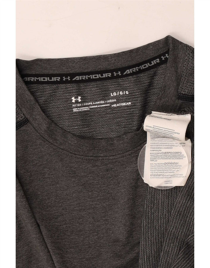 Camiseta masculina Under Armour Heat Gear grande poliéster cinza