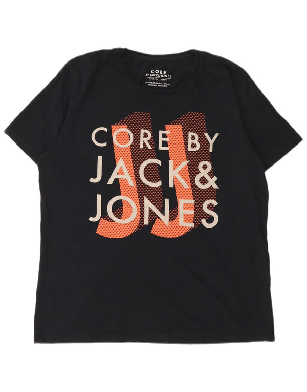 Camiseta gráfica masculina Jack & Jones Top 2XL algodão preto
