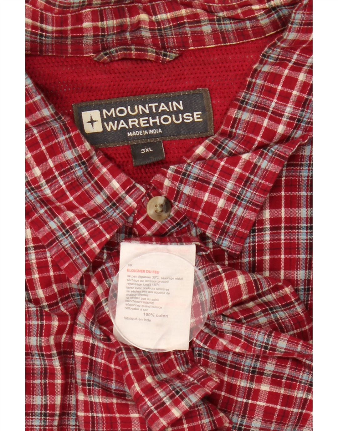 Camisa masculina de manga curta MOUNTAIN WAREHOUSE 3XL algodão xadrez vermelho