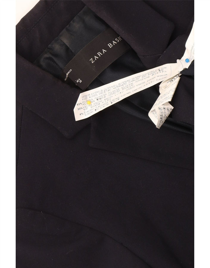 Jaqueta blazer feminina Zara com 1 botão Reino Unido 12 poliéster azul marinho médio