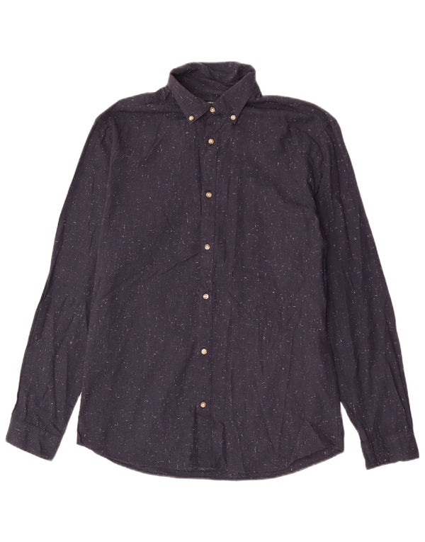 Camisa masculina Jack & Jones médio algodão manchado azul marinho